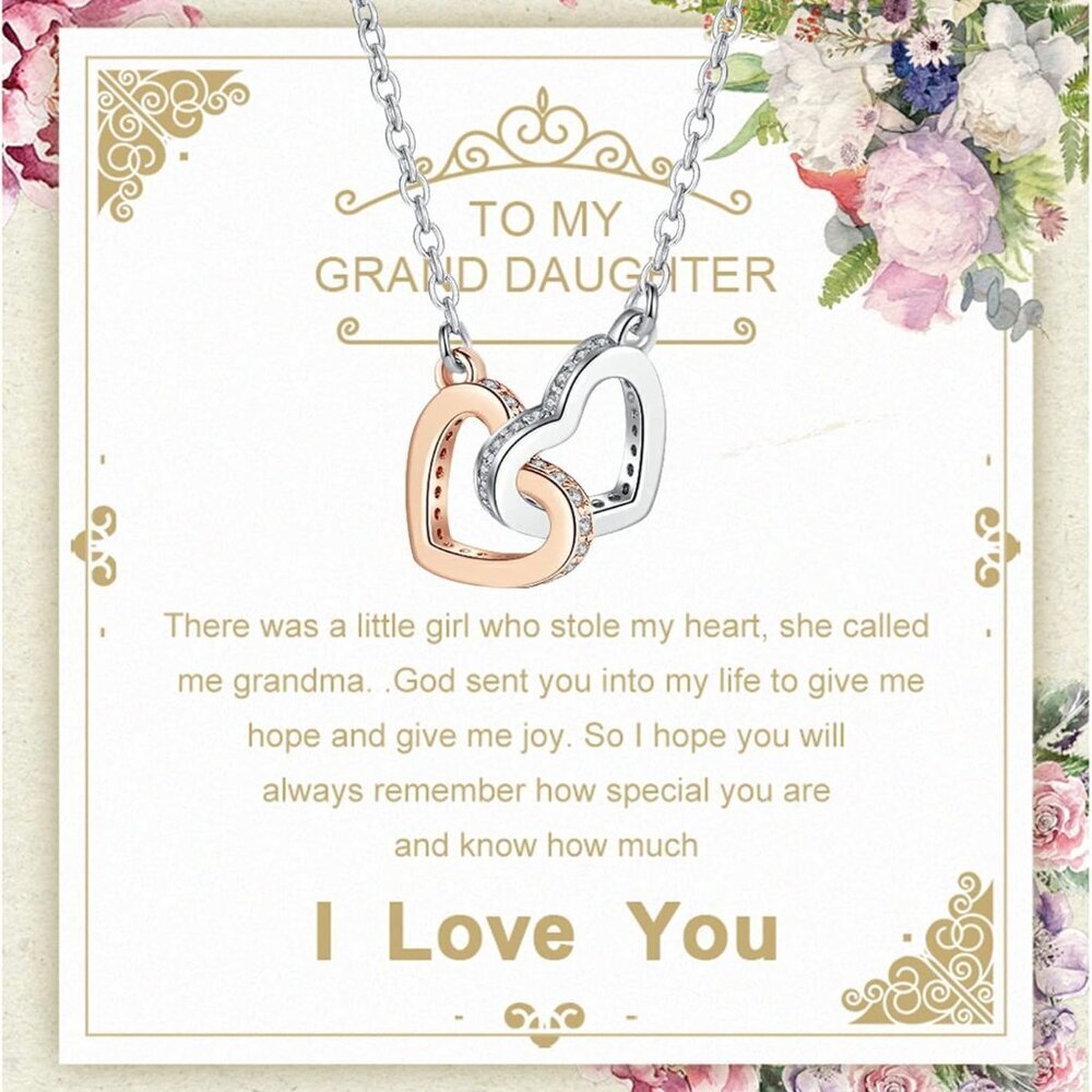 Granddaughter Necklace Brass Interlocking Hearts Love Gift For Women